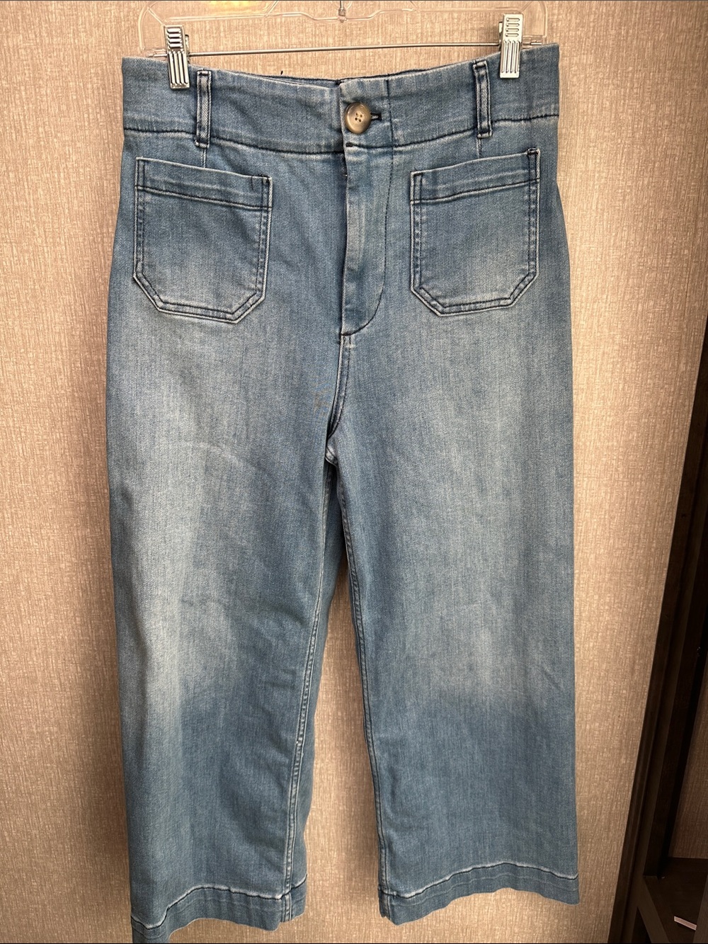 Pilcro and the Letterpress Light Blue Wide-Leg Jeans